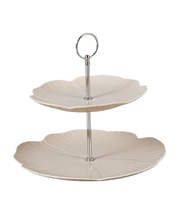 Bricard Florange Étagère 2-Laags Taupe – Porseleinen Gebaksplateau Ø20-27 cm