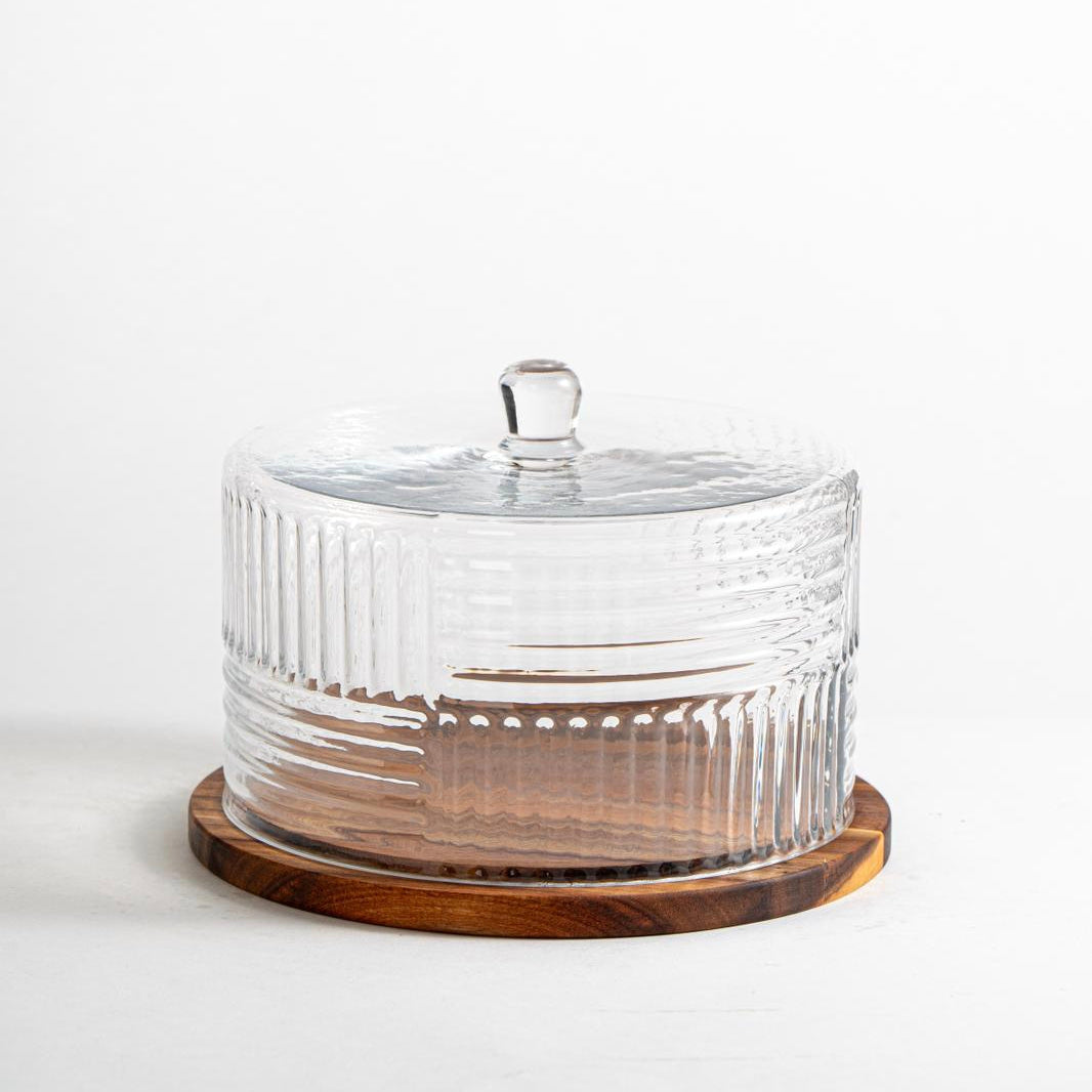 Grace borosilicaat acacia houten taartplateau