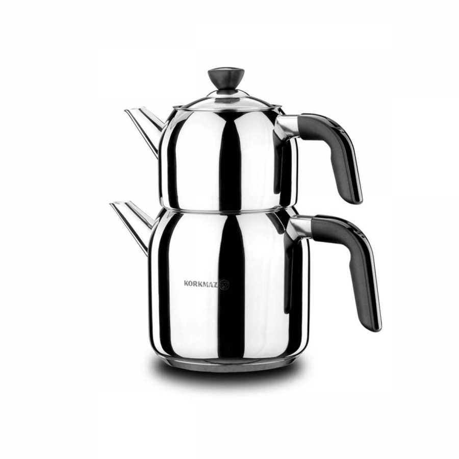 Korkmaz Kappa Mega theepot zwart – 18/10 Cr-Ni rvs – (1.3 L+3.0 L)