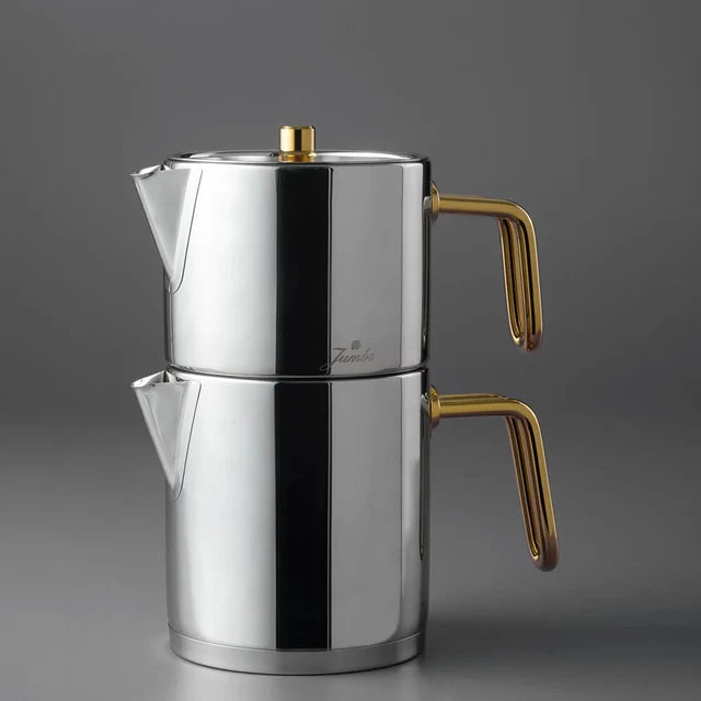 Jumbo Metalix inductie theepot – Titanium goud – 1,5 + 1,1 Liter