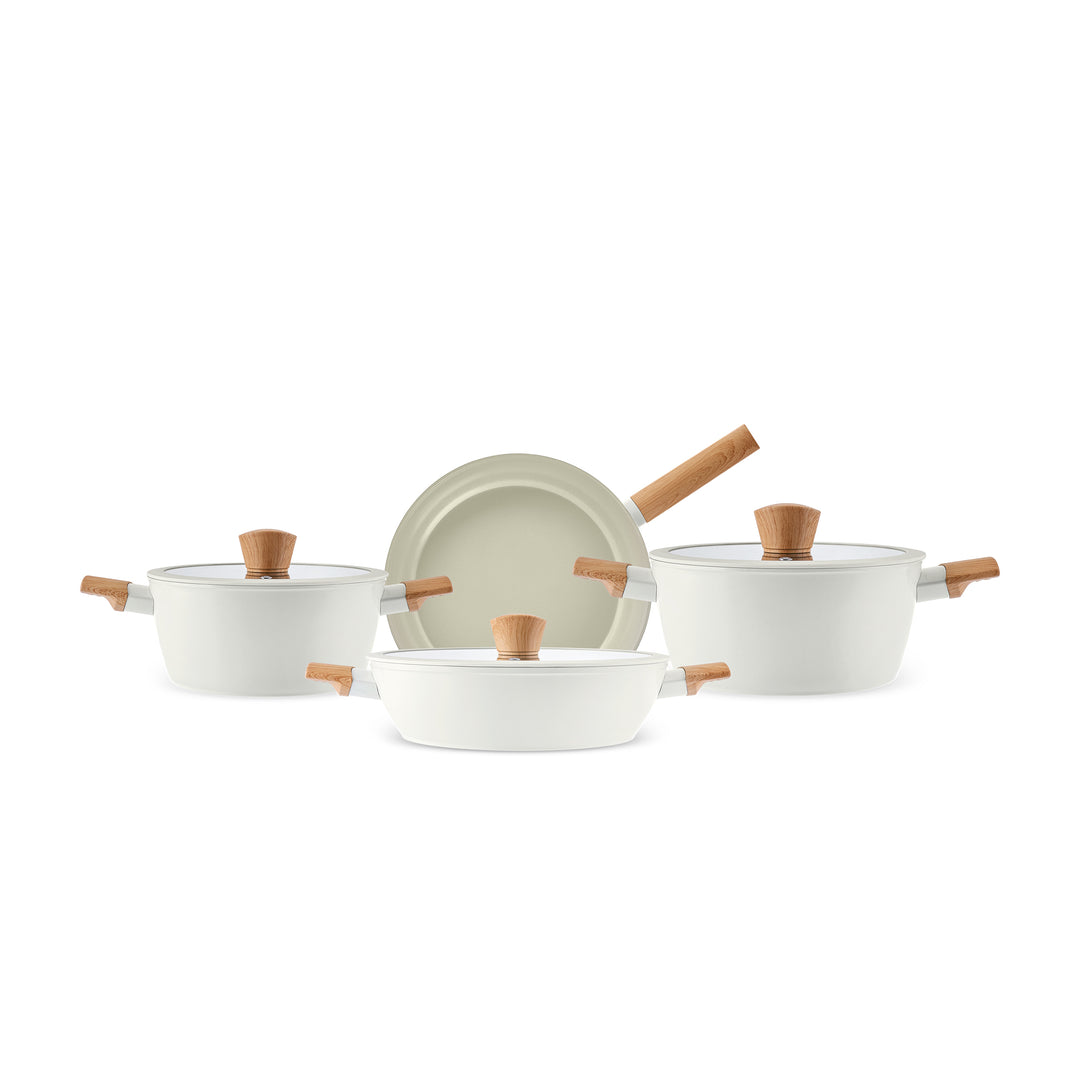 Karaca Swiss Crystal Almond 7-delige pannenset | Crème