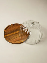 Pompoen borosilicaat acacia houten taartplateau
