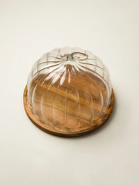 Pompoen borosilicaat acacia houten taartplateau