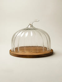 Pompoen borosilicaat acacia houten taartplateau