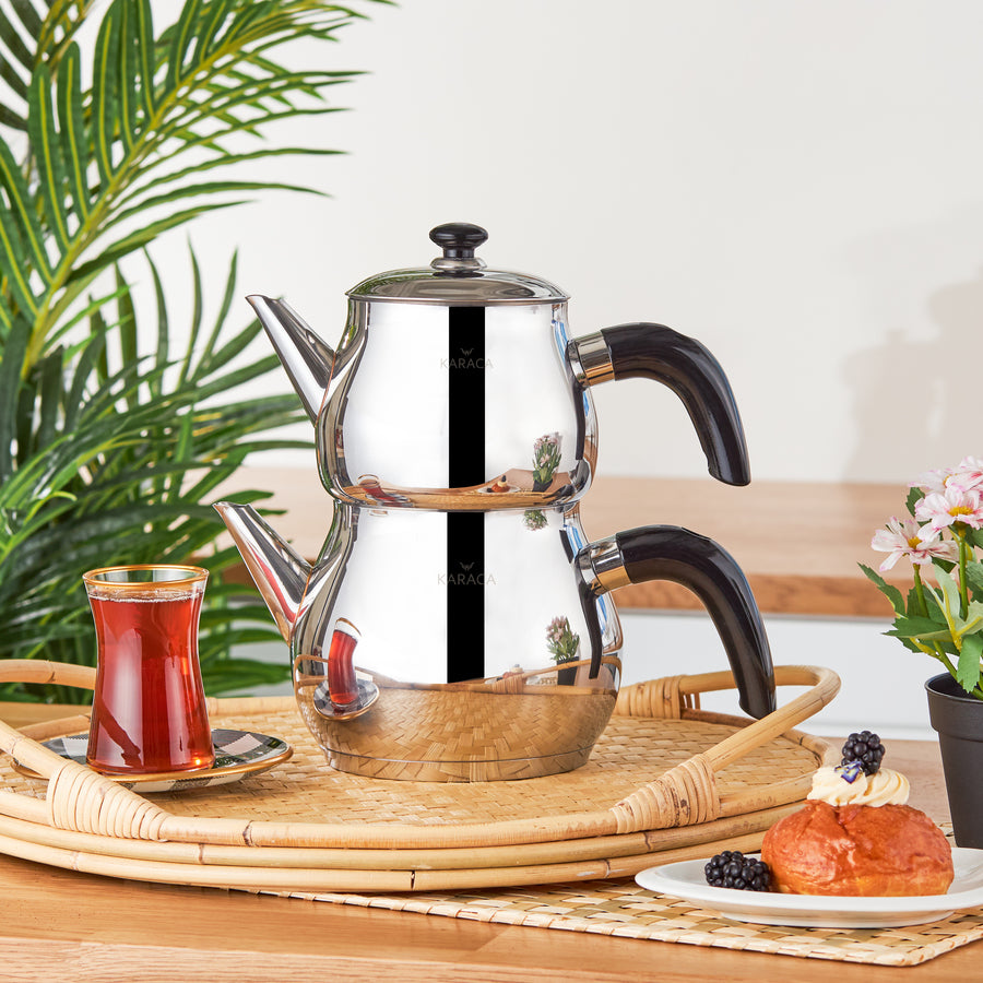Karaca Layla Midi zwarte theepot set
