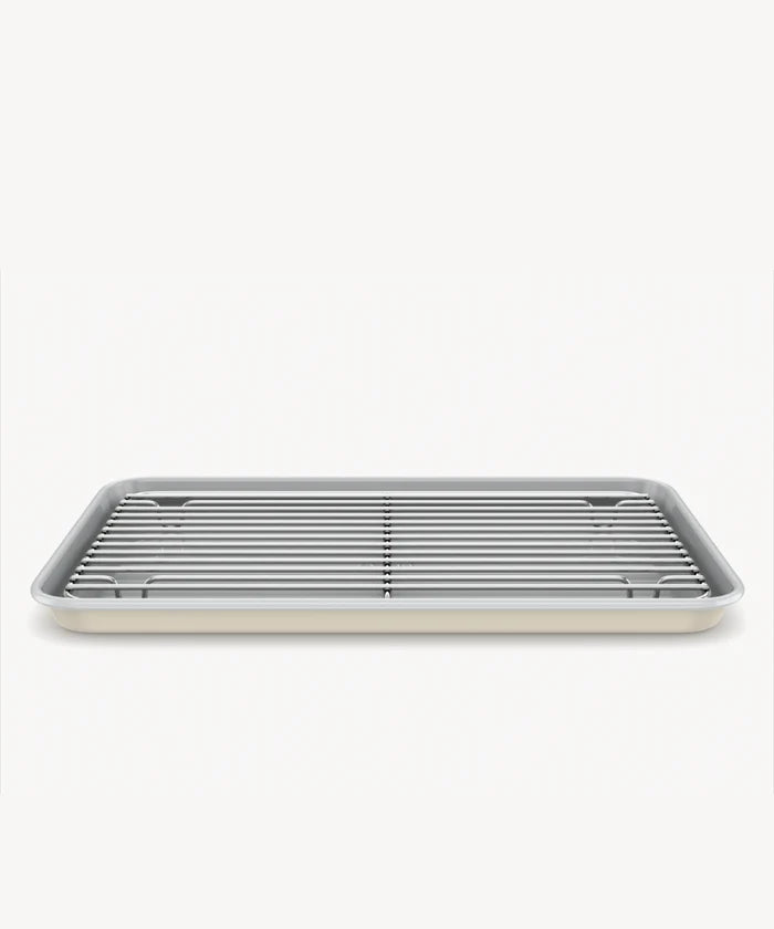 Bakplaat met afkoelrooster beige – PFAS-vrij, keramische antiaanbaklaag