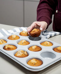 Keramische muffinvorm beige – 12-Vaks, PFAS-vrij, Antiaanbak