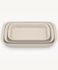 Set van 3 rechthoekige ovenschalen beige