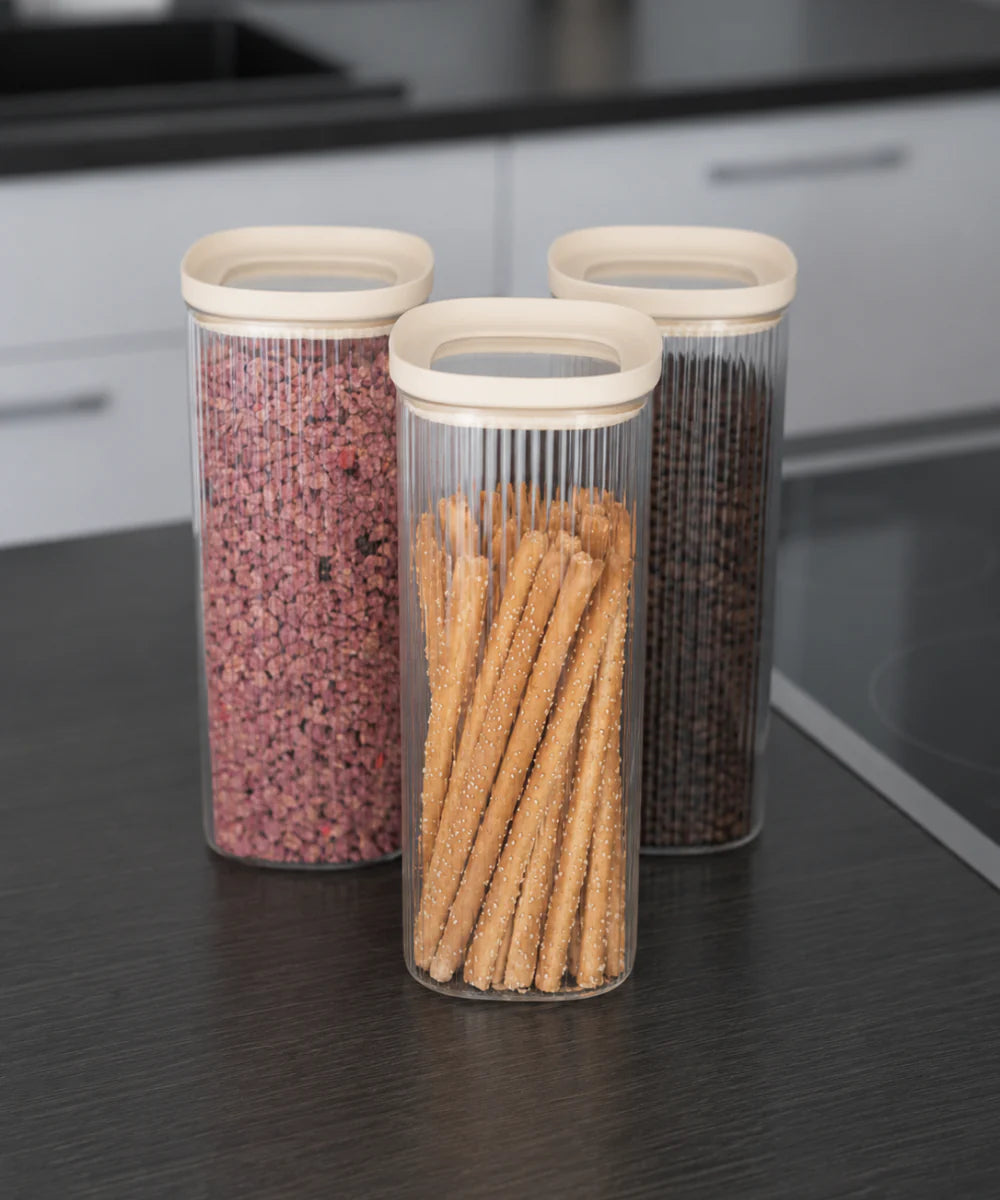 Quadro Stripe Geribbelde Glazen Voorraadpot 2000 ml