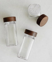 Kruidenpotjes met acacia houten deksel | 12 stuks | Incl. houder