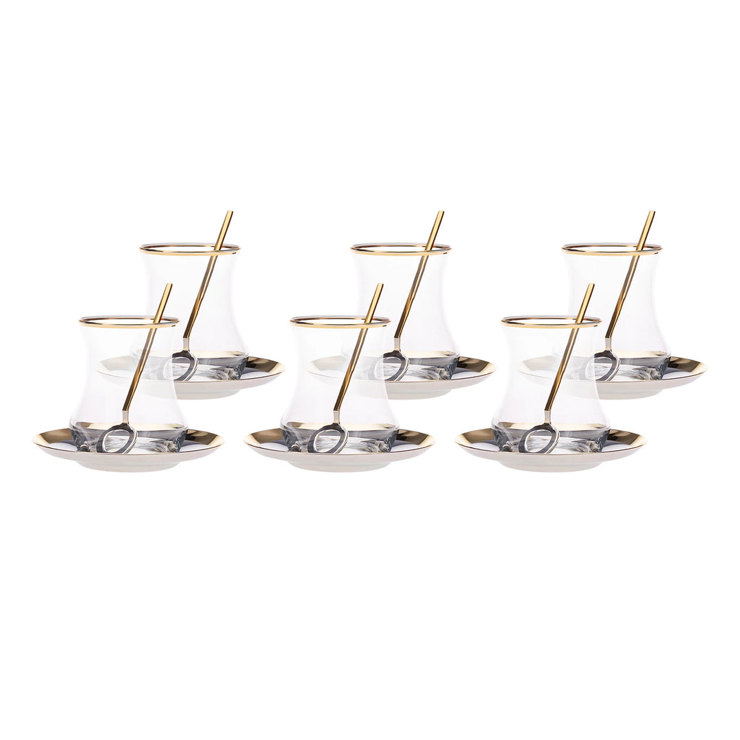 Karaca Pera Gold 18 delig theeglazen set