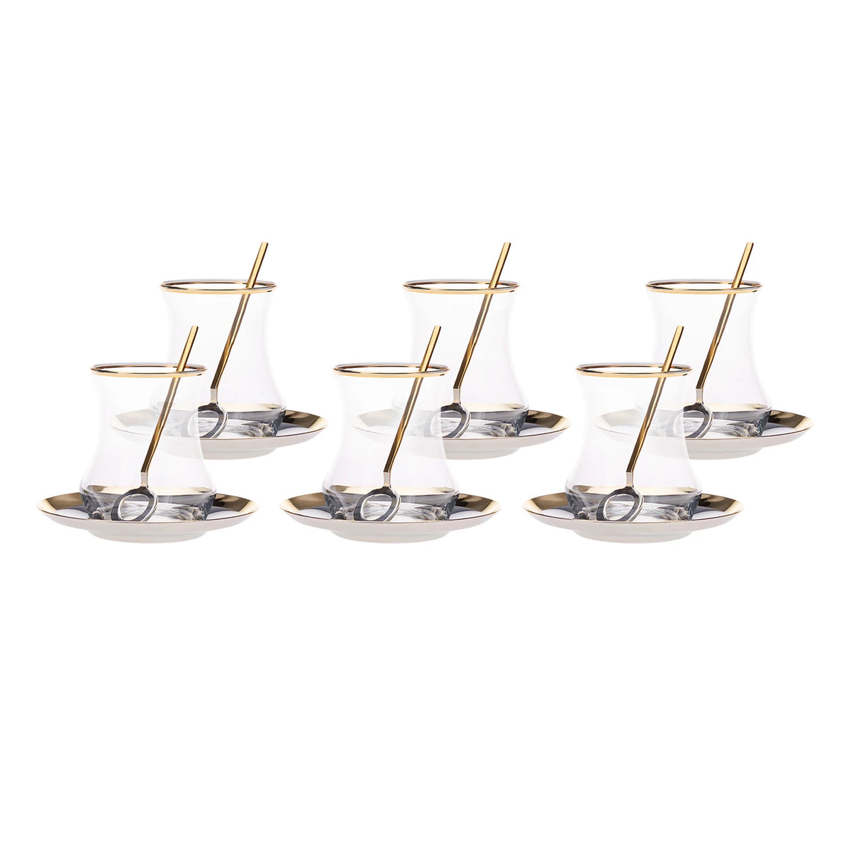 Karaca Pera Gold 18 delig theeglazen set