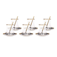 Karaca Pera Gold 18 delig theeglazen set