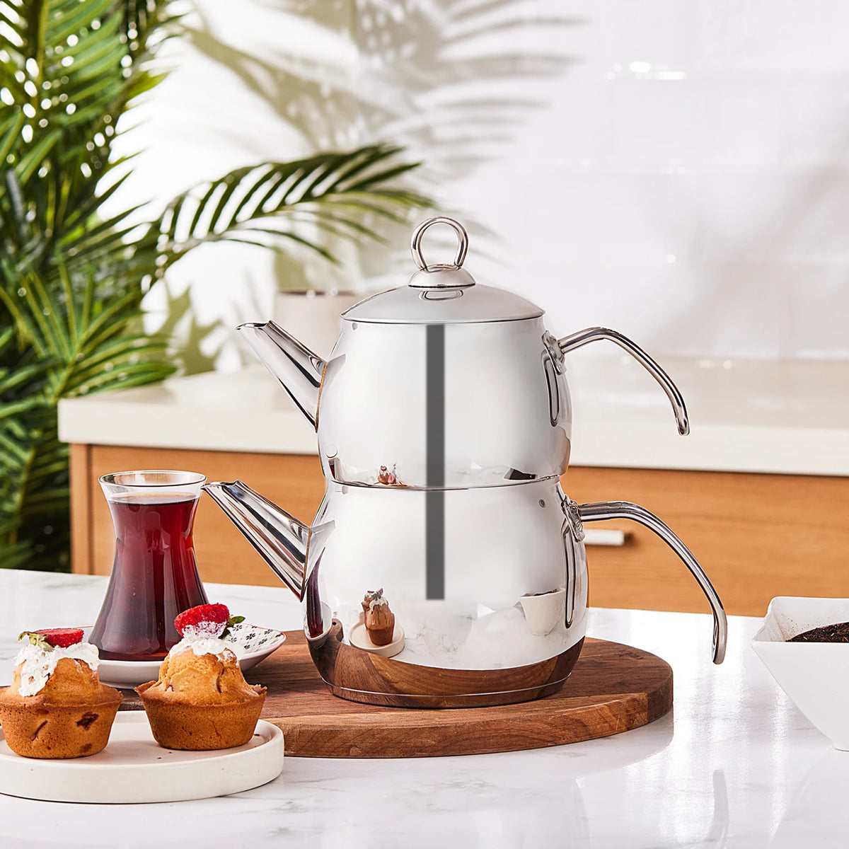 Karaca Belinay midi metalen theepot set – (1,0L+1,6L)