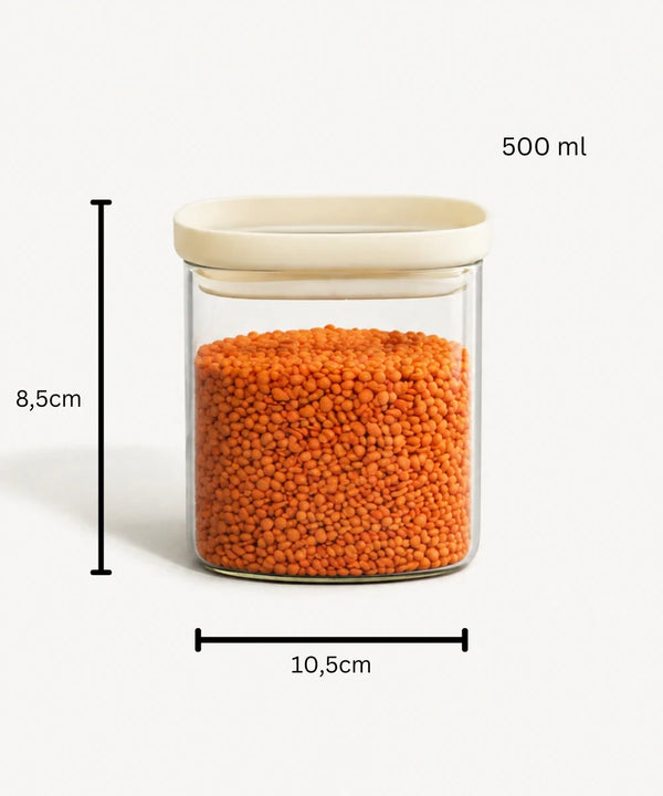 Quadro Glazen Voorraadpot 500 ml | Borosilicaatglas | Luchtdicht