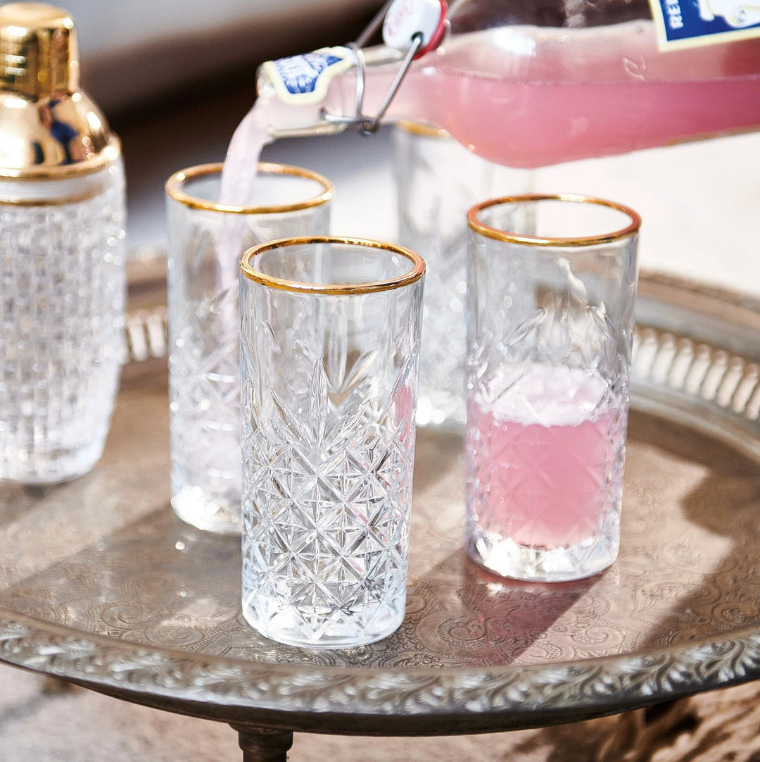 Pasabahce Timeless longdrinkglazen golden touch 4 stuks – 295 cc