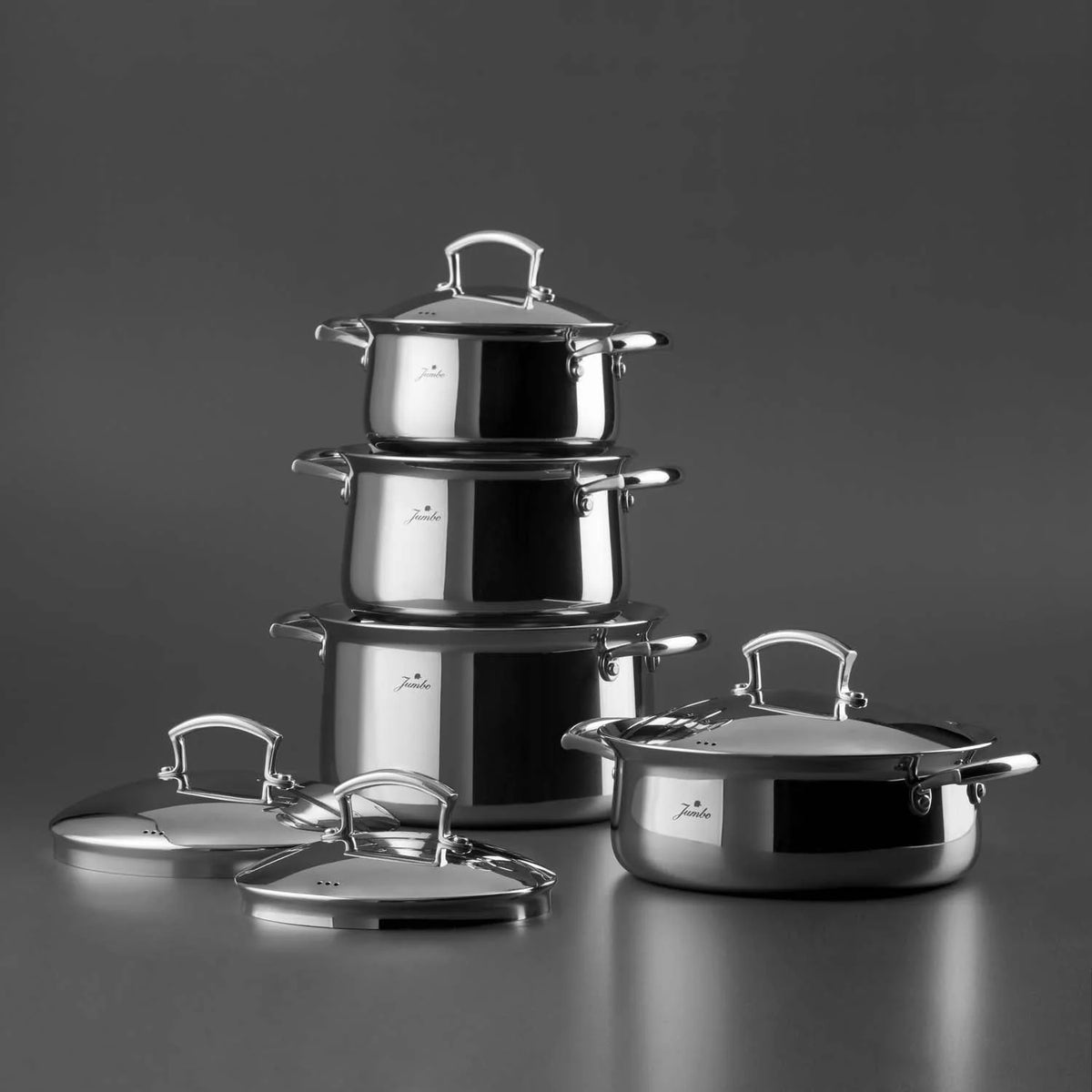 Jumbo Flame 5-Ply 8-delige premium pannenset