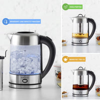 Karaca glazen waterkoker | LED | rvs filter | inox | 1,7 Lt