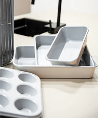 Complete 6-delige bakvormen set beige – Keramische antiaanbak, PFAS-vrij