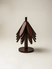 Folia – Acacia houten onderzetters met staander, Set van 4