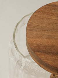 Stripe glazen honingpot met acaciahouten deksel en lepel | 500 ml
