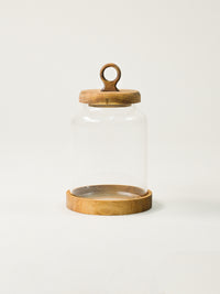 Lily bewaarpot met acacia houten deksel en onderzetter | 3 stuks
