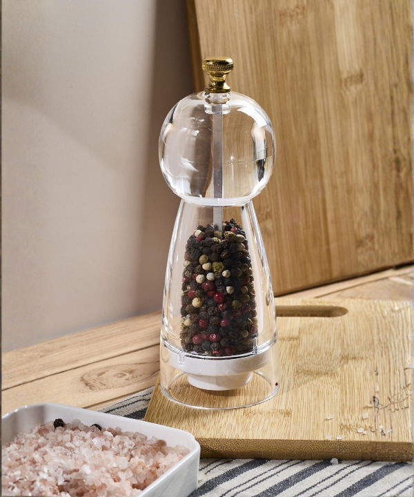 Luno Crystal – Transparante peper-/zoutmolen van acryl
