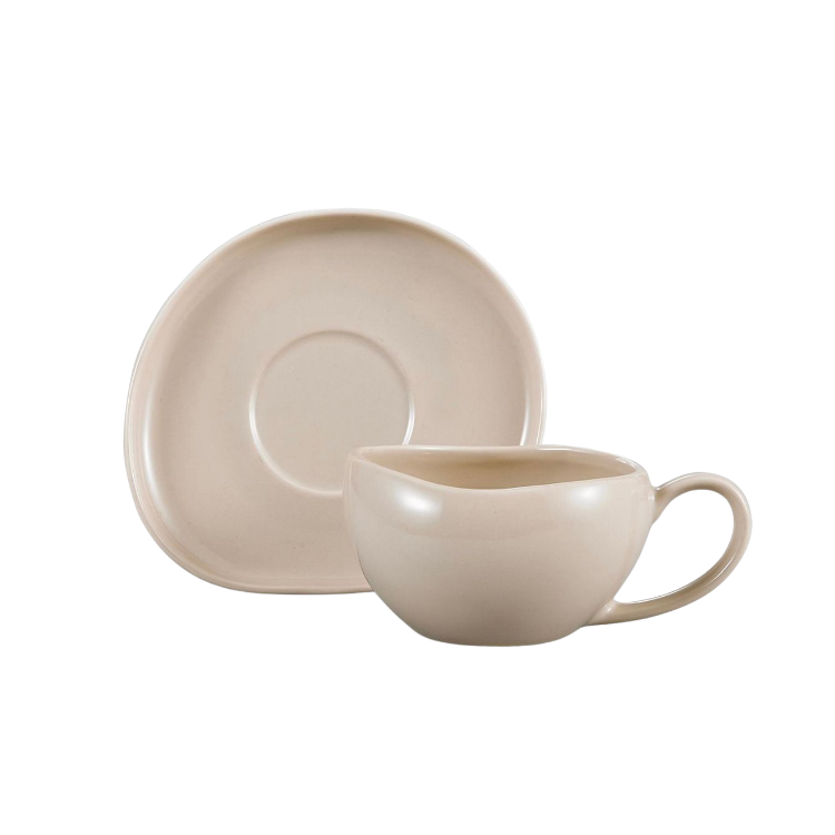 Wave Biscuit koffiekopjes beige | 12-delige set | 220 ml