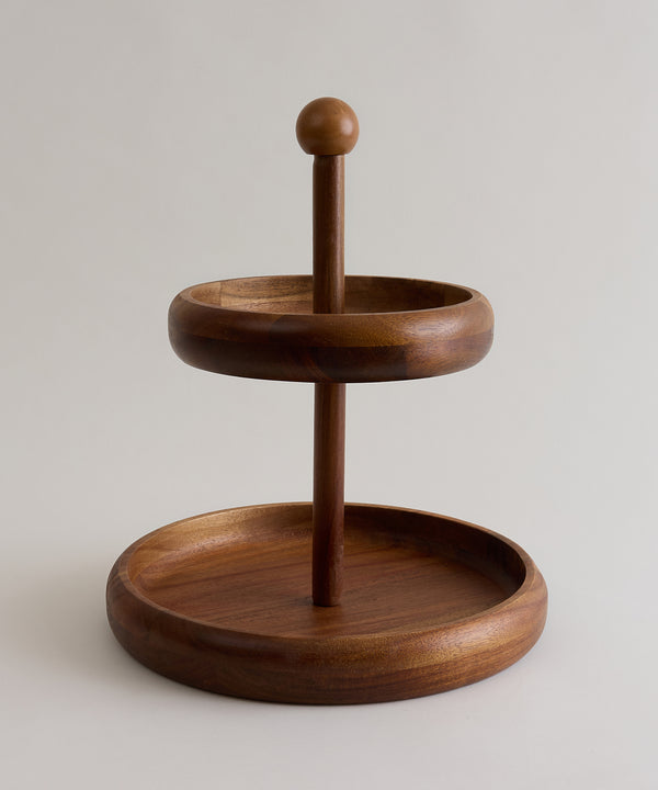 Acacia Etagère 2-laags | Ø25 & Ø30 cm