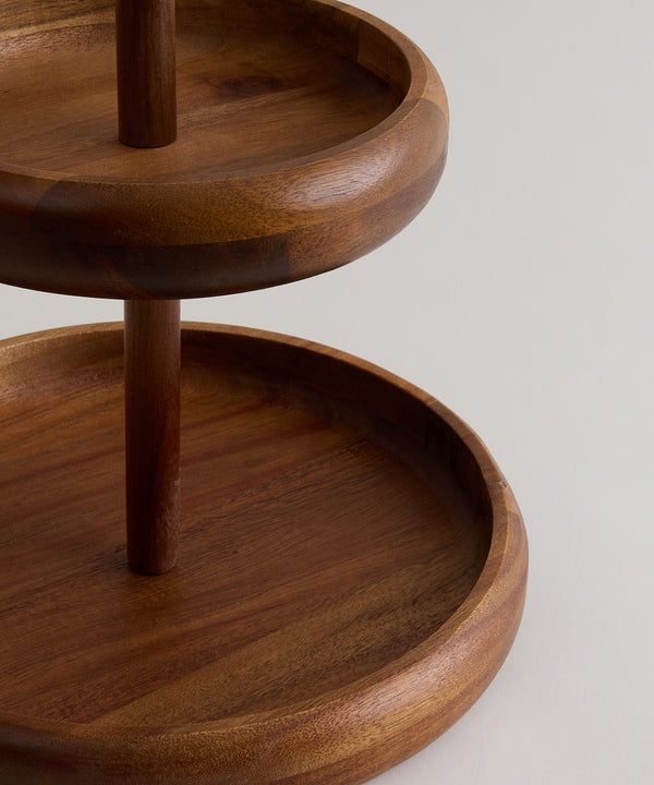 Acacia Etagère 2-laags | Ø25 & Ø30 cm