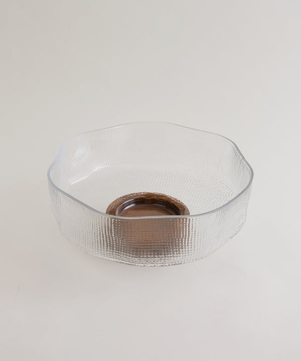 Dia Glazen Schaal met Acaciahouten Voet 25cm