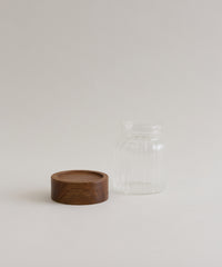 Space Stripe Kruidenpotjes Set van 6 | Geribbeld Glas & Acaciahouten Schroefdeksel