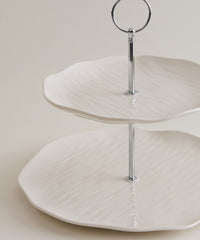 Fiora Etagère 2-laags | Ø20 & Ø27 cm | Wit Keramiek 