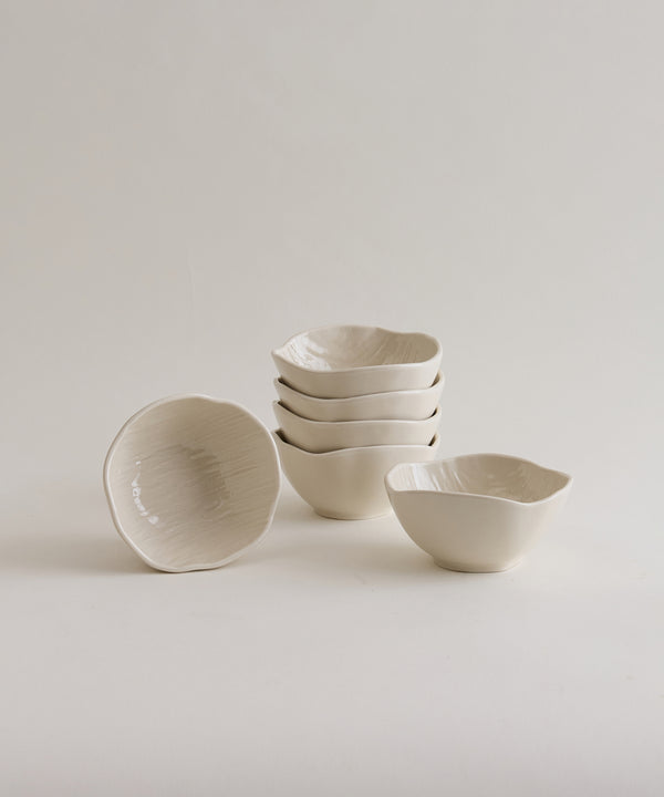 Fiora Dipschaaltjes 6-delig | Ø9 cm | Beige Keramiek | Gulcan Home