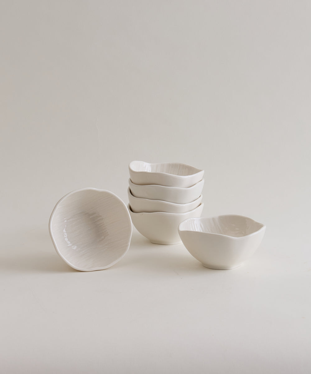 Fiora Dipschaaltjes 6-delig | Ø9 × 4,5 cm | Wit Keramiek 