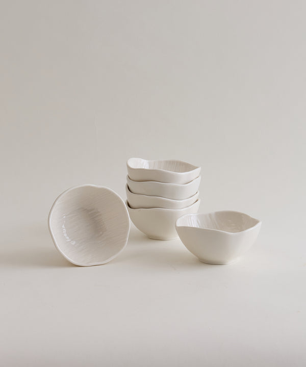 Fiora Dipschaaltjes 6-delig | Ø9 × 4,5 cm | Wit Keramiek 