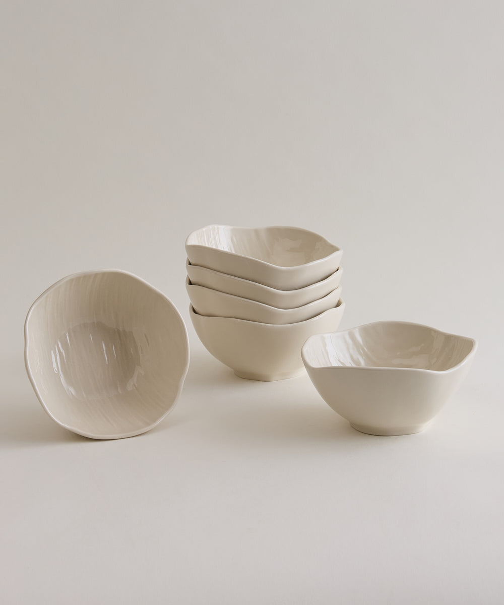 Fiora Snackschalen 6-delig | Ø11,7 cm | Beige Keramiek