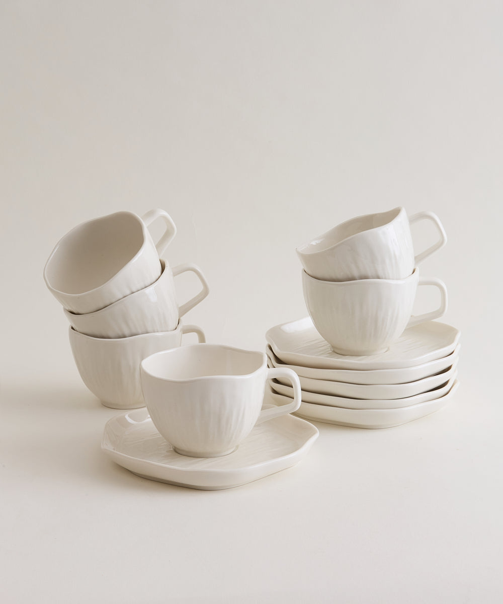 Fiora koffiekopjes set voor 6 personen wit