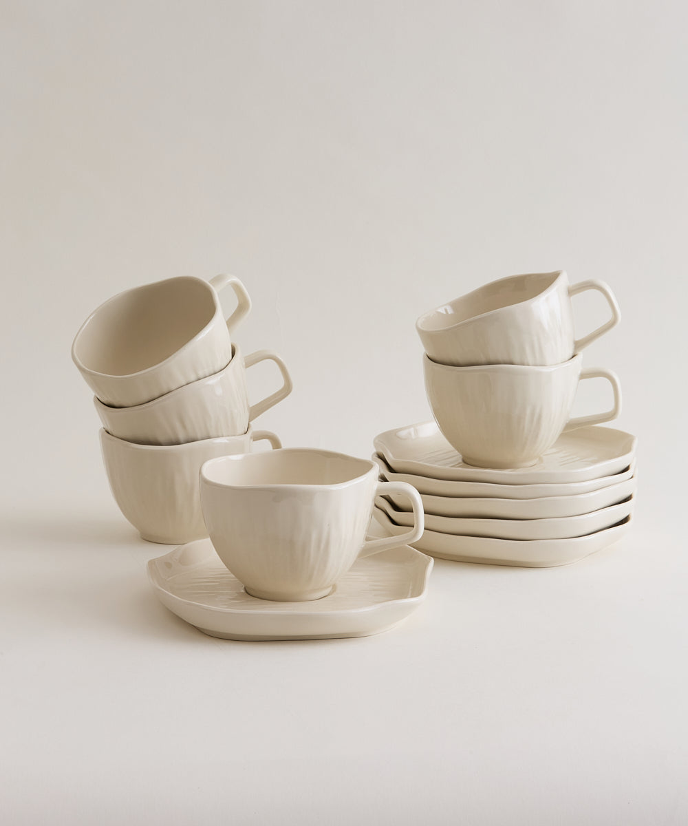 Fiora koffiekopjes set voor 6 personen beige