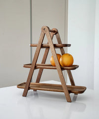 Scala acaciahouten etagere – 3-laagse houten serveerstandaard