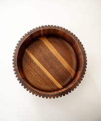 Acaciahouten stripe schaal – luxe houten kom met rillen Ø26 cm