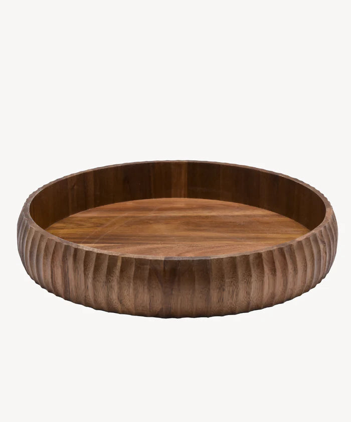 Acaciahouten stripe schaal Ø 30 cm