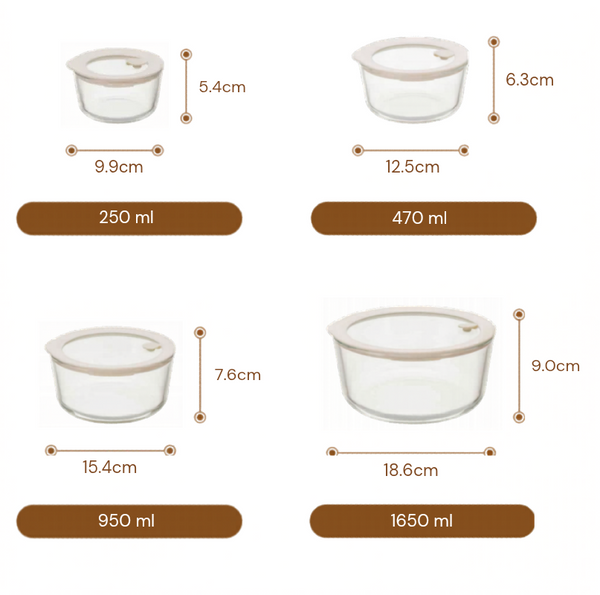 Glazen Vershouddoos met Luchtventiel – Borosilicaatglas BPA-vrij Beige-transparant