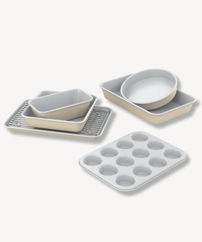 Complete 6-delige bakvormen set beige – Keramische antiaanbak, PFAS-vrij