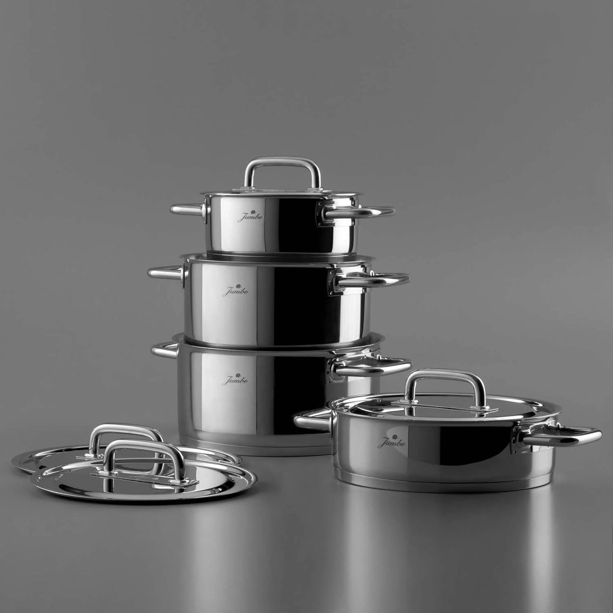 Jumbo Metalix 8-delige RVS premium pannenset