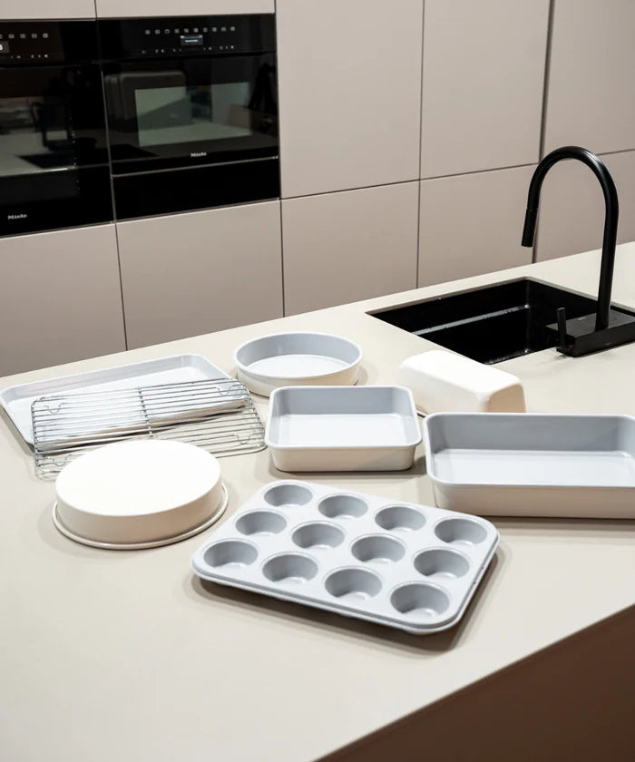Complete 6-delige bakvormen set beige – Keramische antiaanbak, PFAS-vrij
