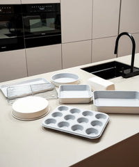 Complete 6-delige bakvormen set beige – Keramische antiaanbak, PFAS-vrij