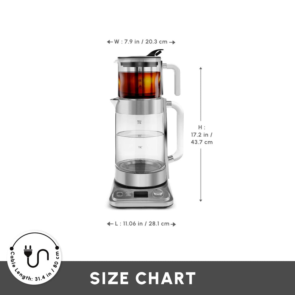 Karaca x Refika XL glazen theemachine en waterkoker | 2200W | 2,8L