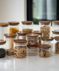 Voorraadpot Stripe met acaciadeksel | 2 stuks | 1500 ml