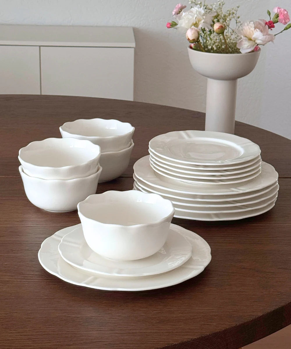 Plain Serviesset 18-delig Wit Porselein | 6 Personen